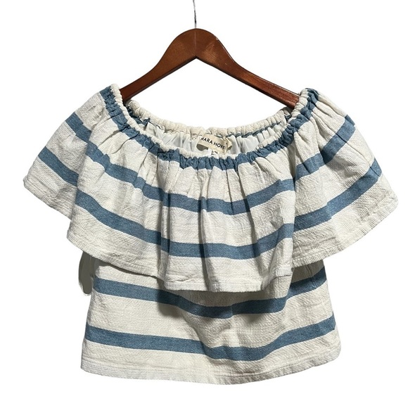 Mara Hoffman x Revolve Off Shoulder Ruffle Set in 
Novelty Stripe, New with Tags - Picture 3 of 10